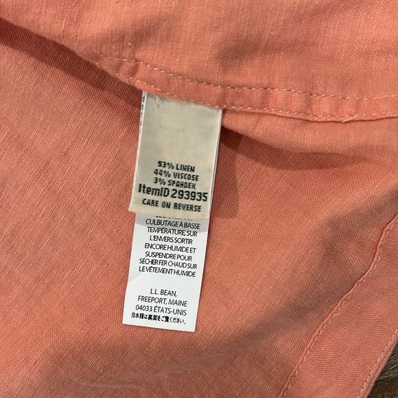 LL Bean Linen Utility Jacket Pink/Salmon Size Med Regular. Packable hood - Picture 11 of 16